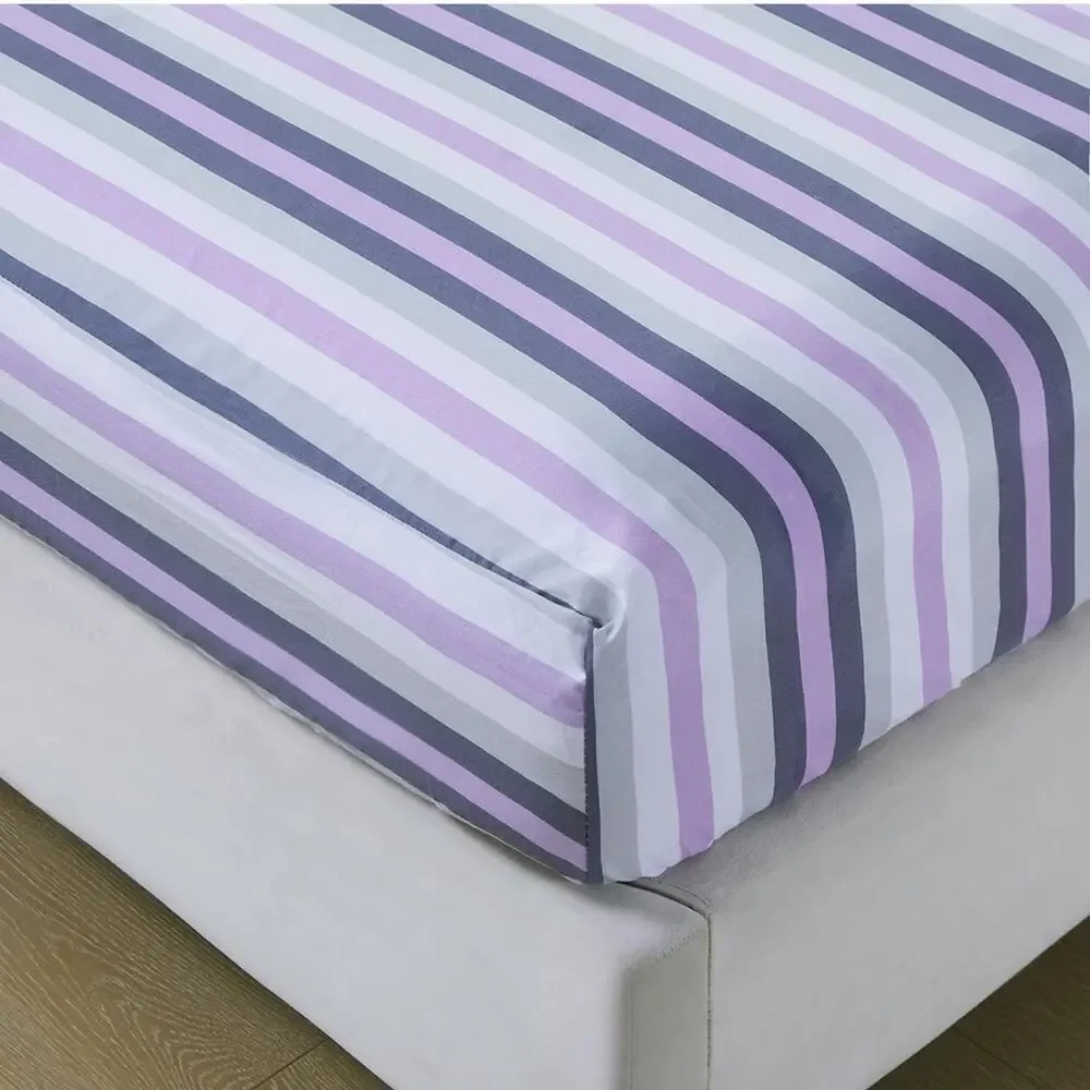 Soft Striped‎ Fitted Sheets Set, Breathable, Deep Pocket, Modern 3-Piece King